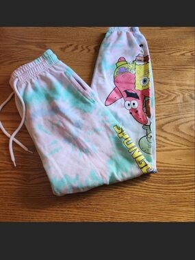 Nickelodeon SpongeBob & Patrick Tie-Dye Jogger Pants - Pink & Mint
